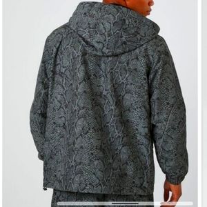 Snake Print Hooded Bomber Jacket